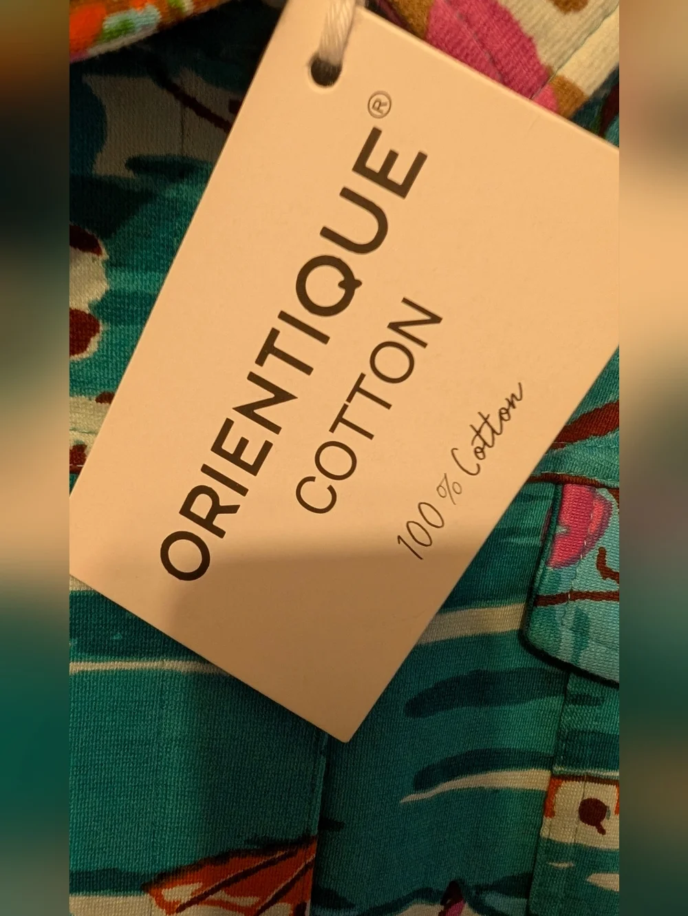 Tropical Beach Print Button-Up Jacket - Turquoise Multi - Picture 5 of 7